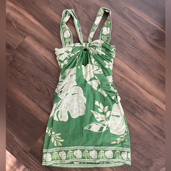 Farm Rio Green Lace Monsteras Mini Dress - Picture 4 of 9